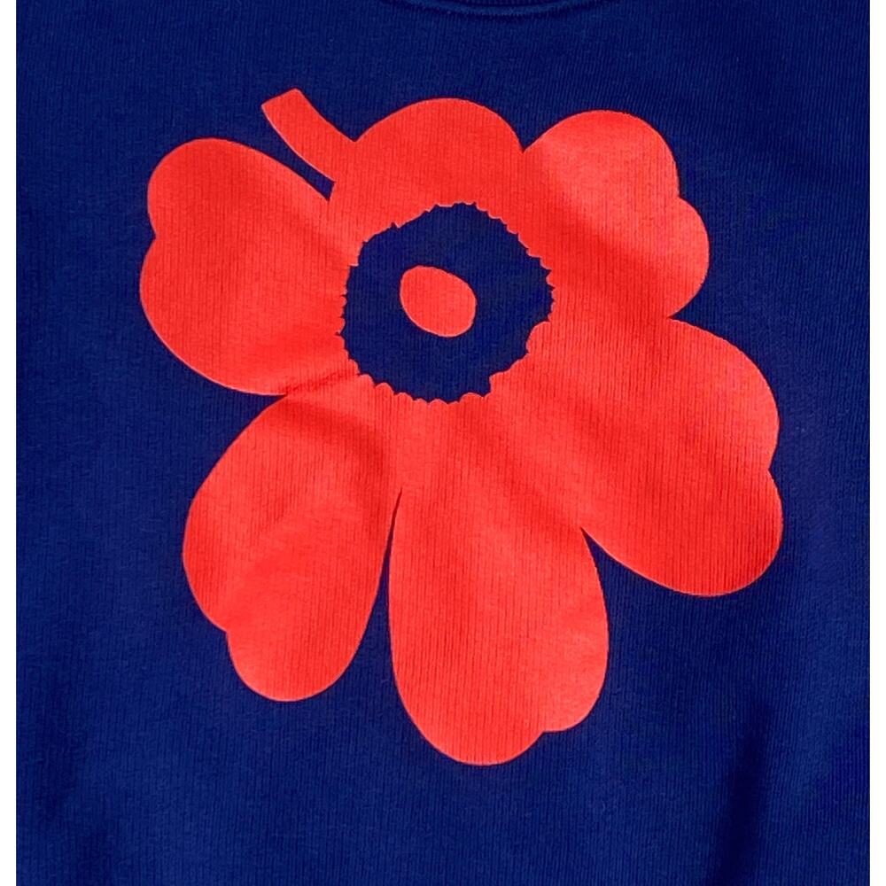 NWT Marimekko Navy Flower Sweatshirt Halli Unikko Placement 92/98 2T (~24 Mo) - Picture 3 of 7